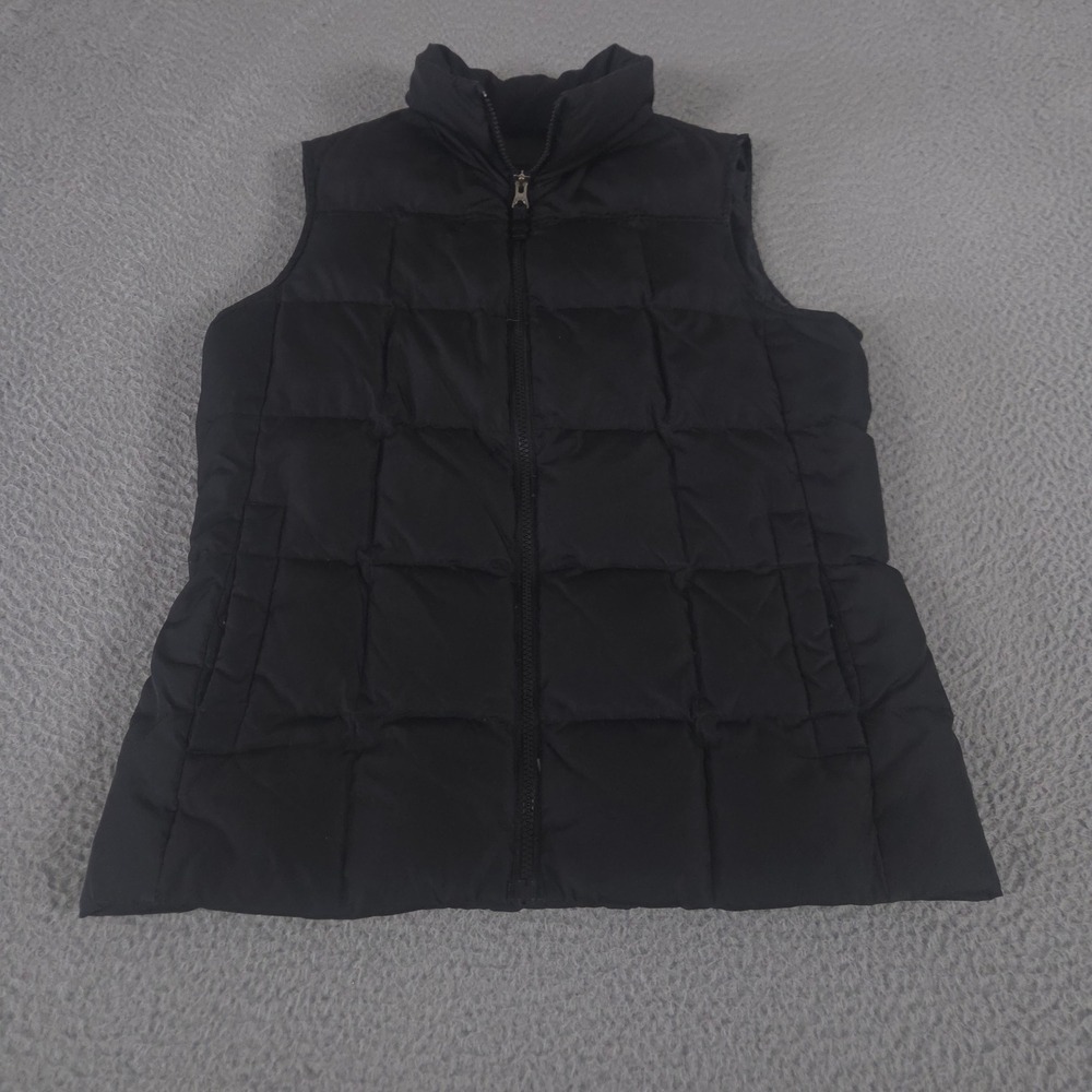 Lands' End Vest Womens XS Black Down Puffer Quilted Full Zip Sleeveless Jacket